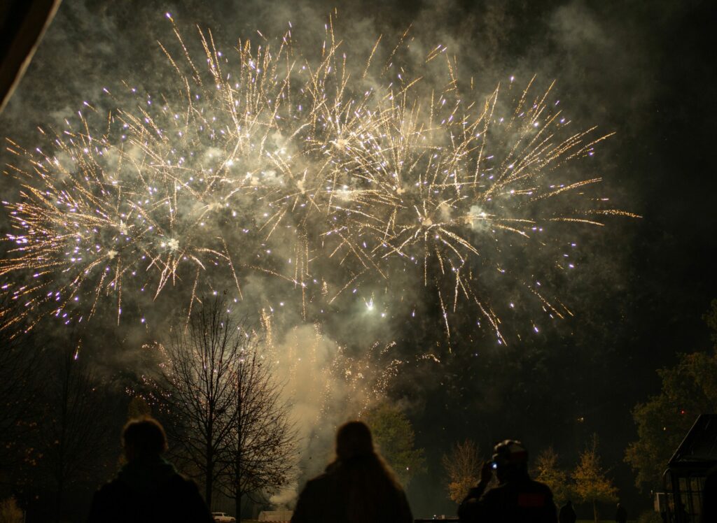 Feuerwerk bei den Bremer Lichtern, nächtliches Spektakel in Bremen.