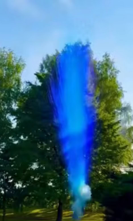 Gender Reveal Feuerwerk mit blauem Rauch-Effekt zur Enthüllung in Bremen